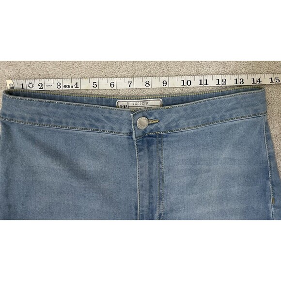 Free People Just Float On Womens 29R Blue Flare Bell Bottom Jeans Raw Hem Boho - Picture 8 of 10